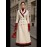 Fashion Trendy Color Blocked French Style Metal Double-Breasted Longline Peacoat