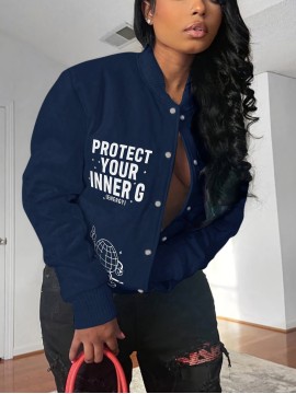 Autumn and Winter Fashion Casual Iron-On Print Jacket