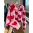Women's Pink Heart Pattern Plush Hooded Jacket - Cozy Winter Zipper Front Casual Outerwear, Machine Washable Regular Fit Sleeve for Autumn & Winter