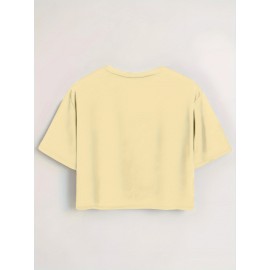 Women'S Slim Fit Bow Print Crop Top T-Shirt - Short Sleeve Crew Neck Casual Tee, Lightweight & Breathable for Spring/Summer Outfits, Machine Washable, Everyday Fashion, Everyday Tshirt | Bow Print Shirt | Glossy Texture