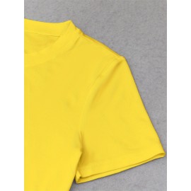 Women'S Slim Fit Bow Print Crop Top T-Shirt - Short Sleeve Crew Neck Casual Tee, Lightweight & Breathable for Spring/Summer Outfits, Machine Washable, Everyday Fashion, Everyday Tshirt | Bow Print Shirt | Glossy Texture