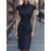 [Elegant Striped Dress] Elegant Women's Striped Dress with Pockets | Zip-Up, Stand Collar, Long Sleeve, Ribbed Texture, Black & White Vertical Stripes | Casual or Formal Occasions, Ladies Dresses