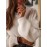 Women's Casual Chic Lace-Trimmed Long Sleeve Sweater with Bow Detail at Back - Soft Round Neck Pullover, Medium Stretch Autumn Winter Top for Casual Attire, Cute Sweaters