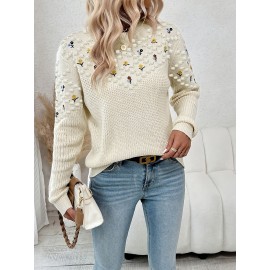 Women'S Floral Embroidered Pullover Sweater [Selected by Nian Nian]